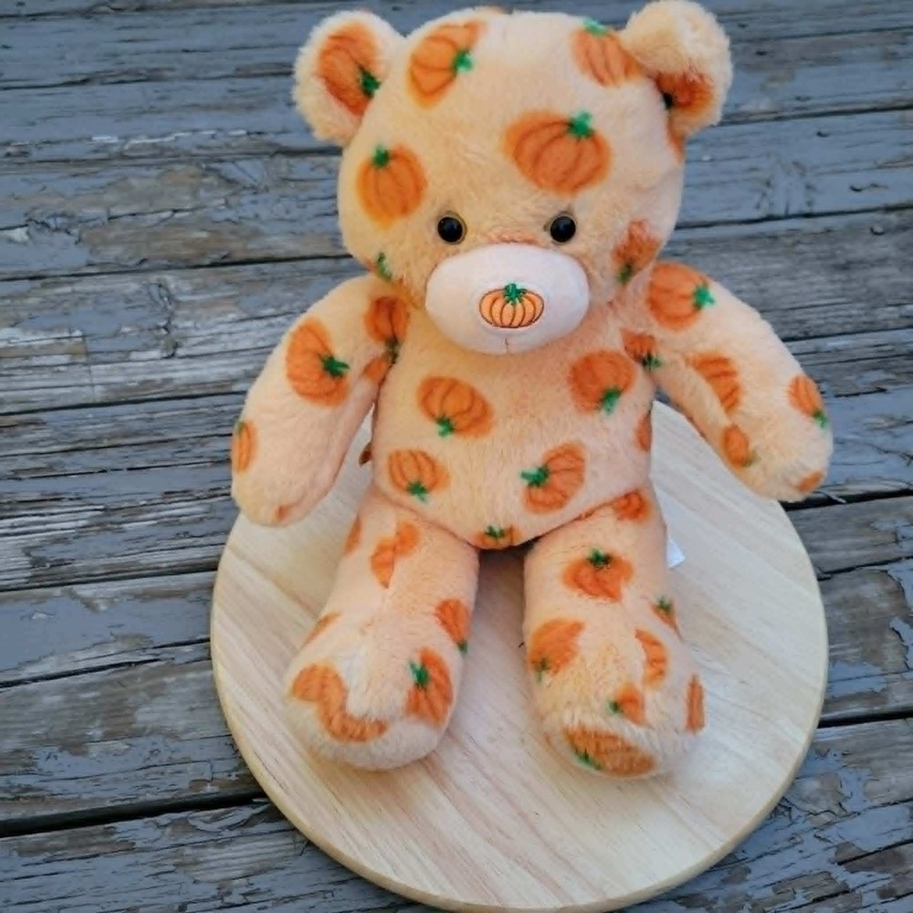 Retired Build-A-Bear Pumpkin Glow Teddy Pal Bear Plush 15" Orange Halloween 2012